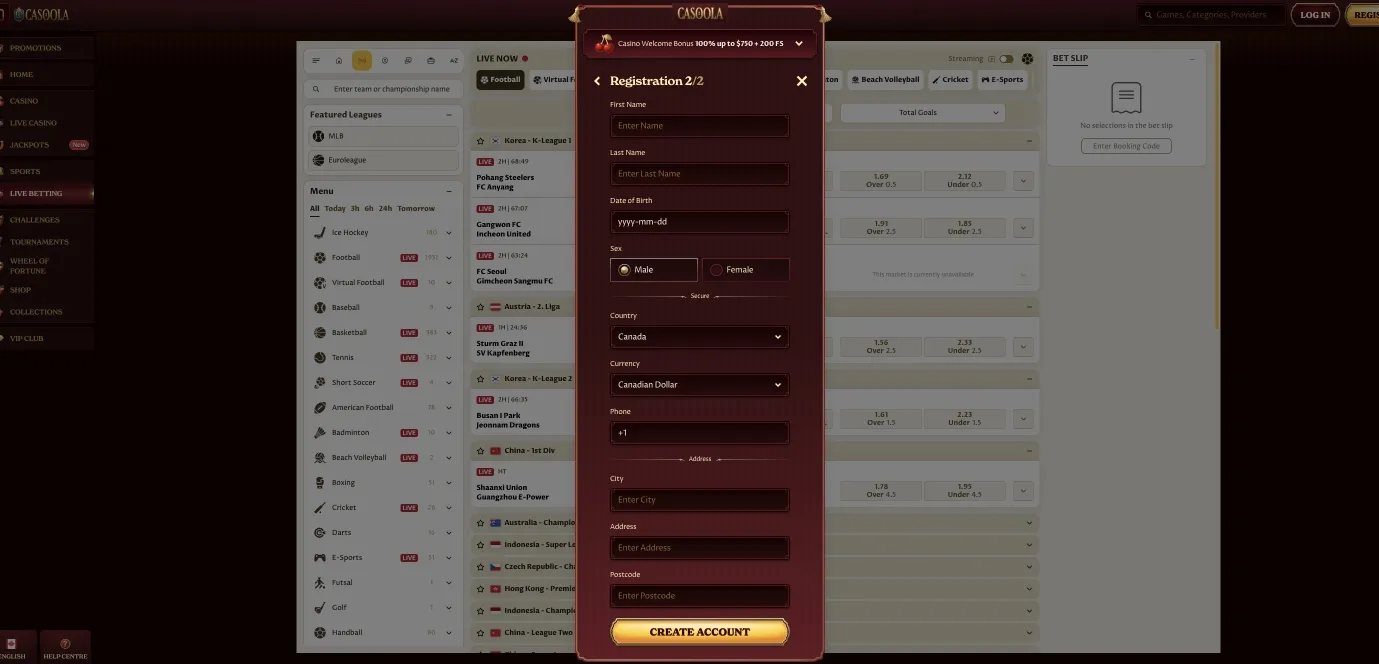 Casoola Casino pagina di verifica caricamento documenti KYC